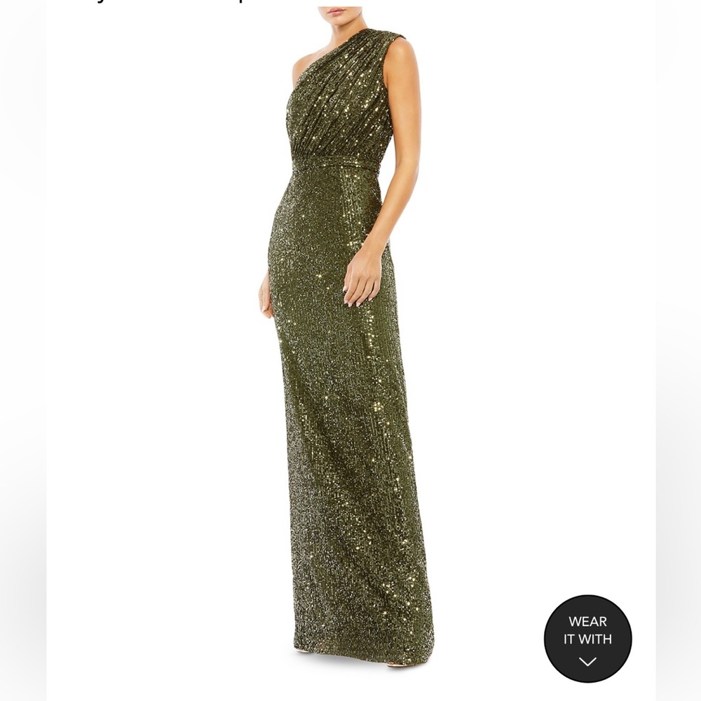 Mac Duggal asymmetric sequin gown